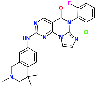 (image for) MC085486 4-(2-Chloro-6-fluoro-phenyl)-8-(2,4,4-trimethyl-1,2,3,4-tetrahydro-isoquinolin-7-ylamino)-4H-3,4,7,9,9b-pentaaza-cyclopenta[a]naphthalen-5-one